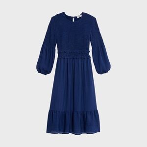 Vineyard Vines Textured Silk Smock Midi Dress